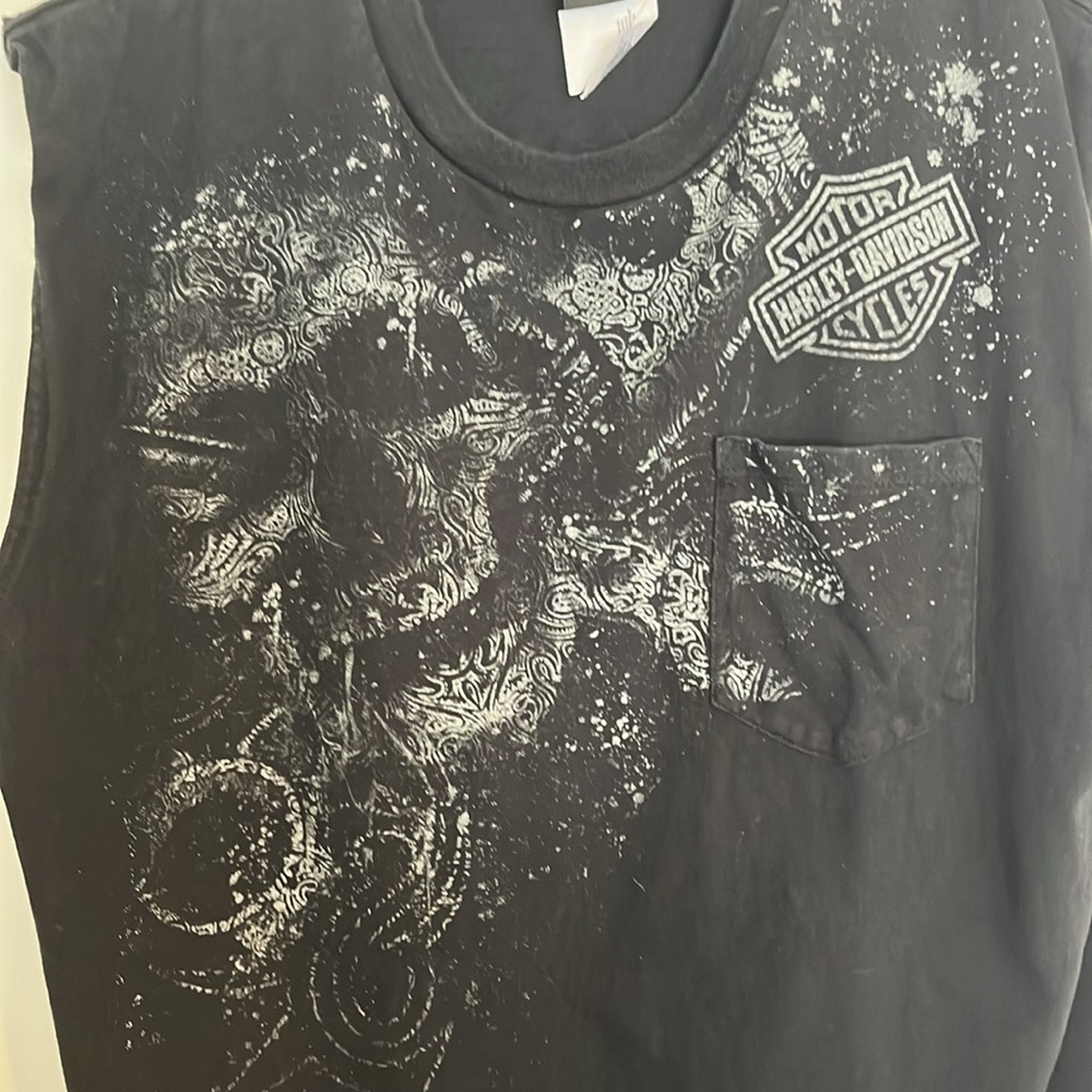 Black Harley Davidson, sleeveless T-shirt - Picture 3 of 6